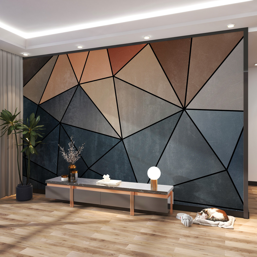 Fototapeta obszerne drewniane figury w delikatnych kolorach