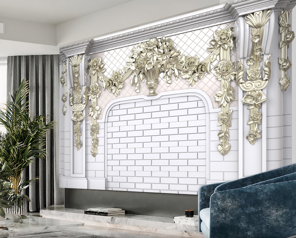 Fototapeta ozdobny kominek