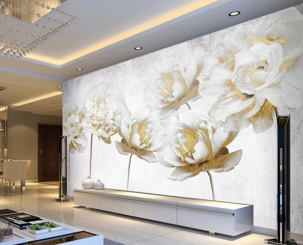 Fototapeta smukłe kwiaty ze złota i jedwabiu