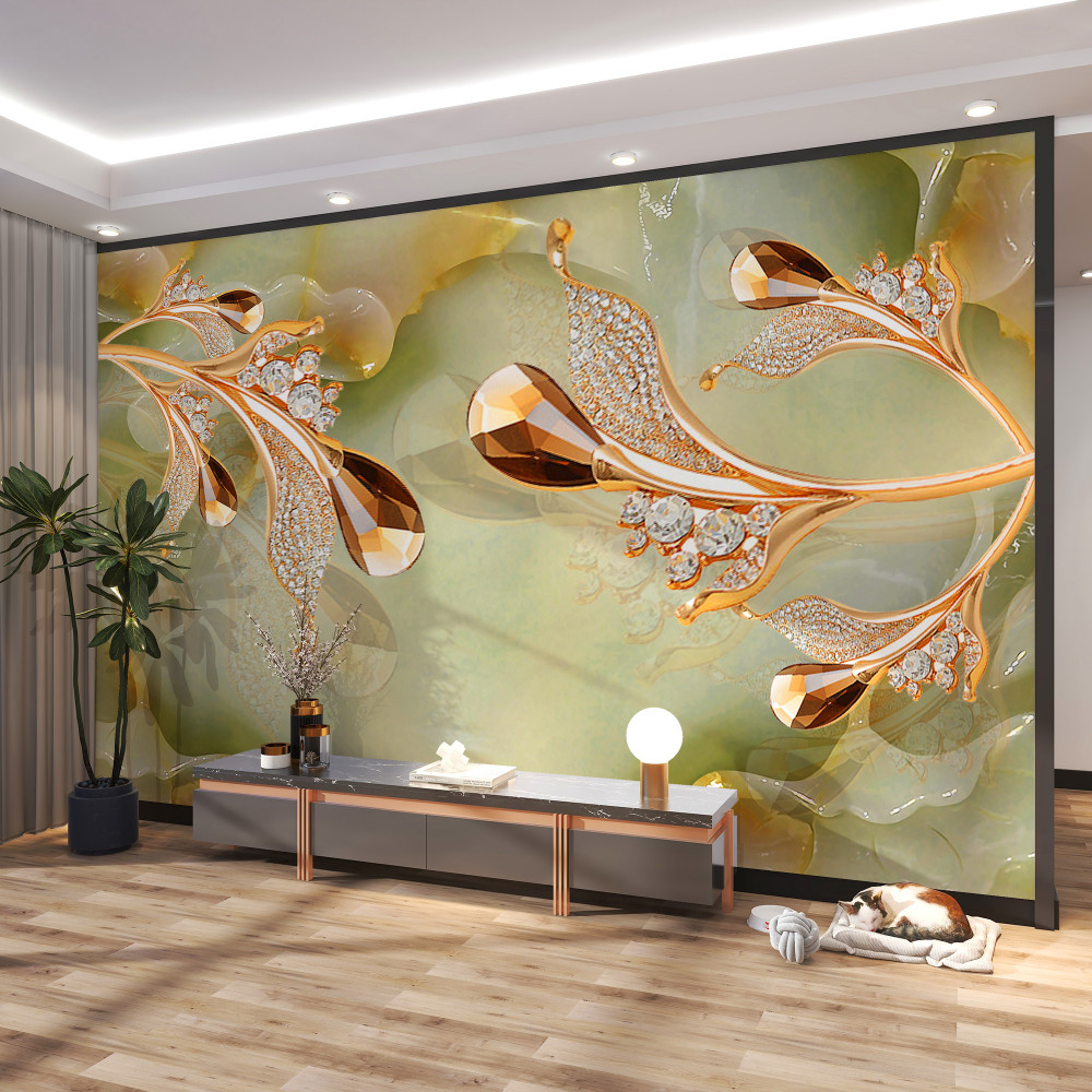 Fototapeta złote gałęzie z dekoracjami