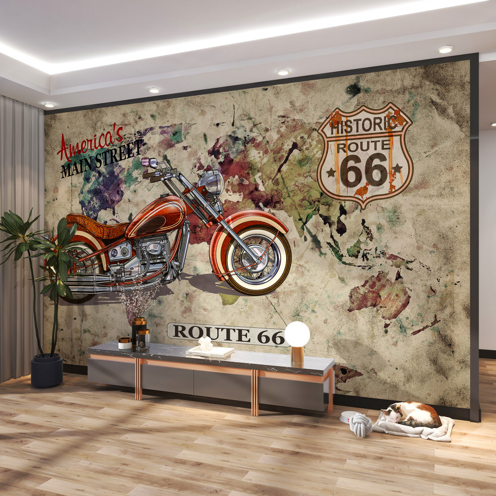 Fototapeta czerwony motocykl na ścianie