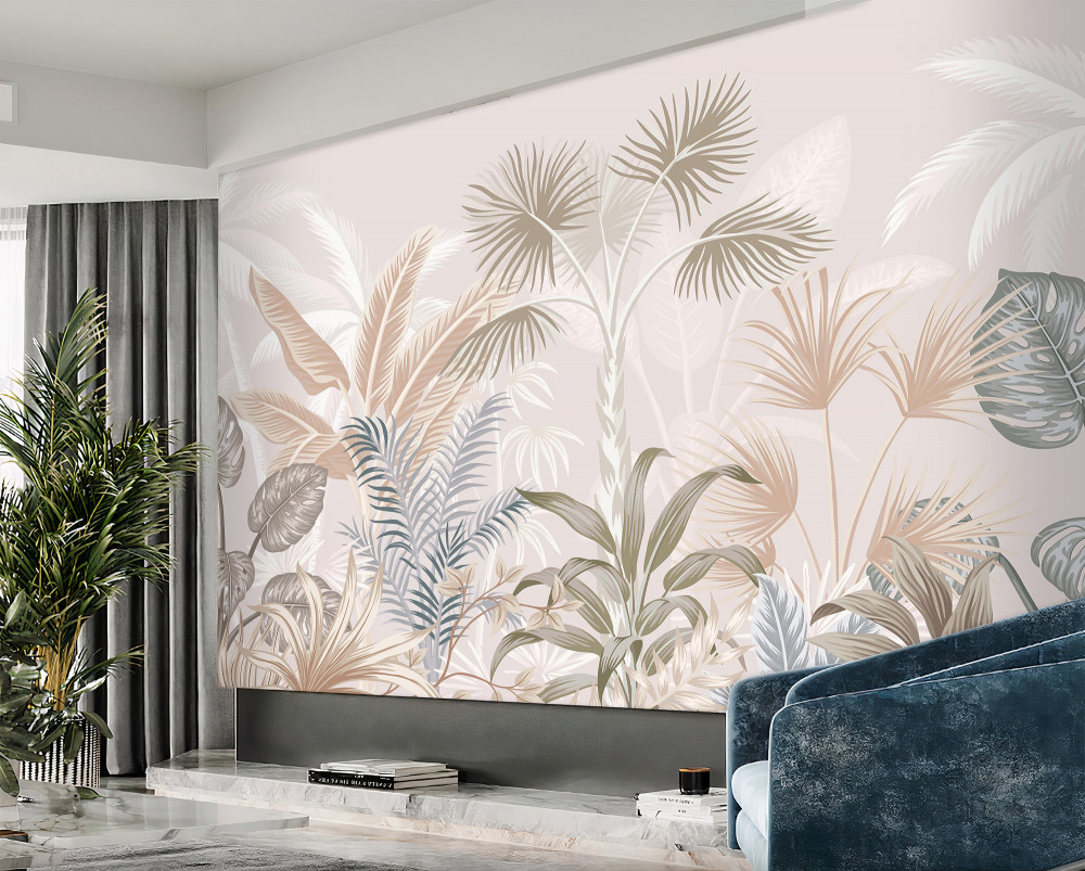 Fototapeta rośliny tropikalne w letnim deszczu