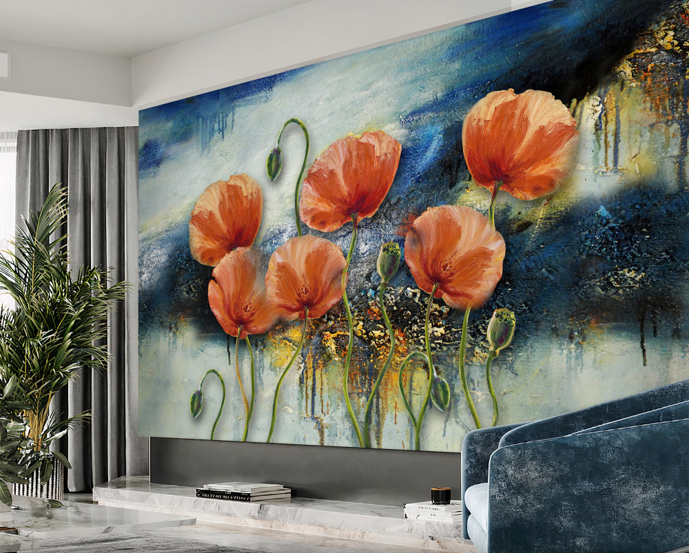 Fototapeta bukiet smukłych czerwonych letnich maków