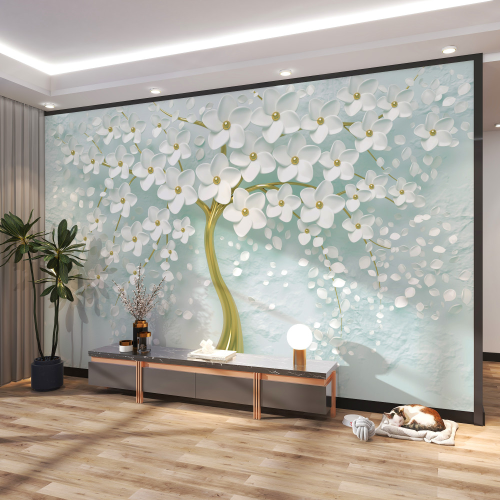 Fototapeta Drzewo ze śnieżnobiałymi kwiatami