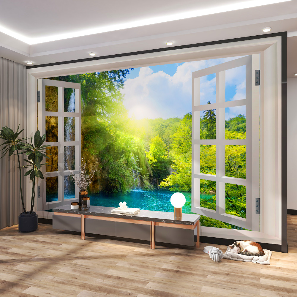 Fototapeta Okno, naturalny krajobraz i przez