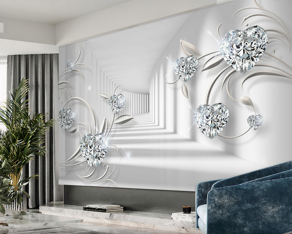 Fototapeta biały pokój i diamenty