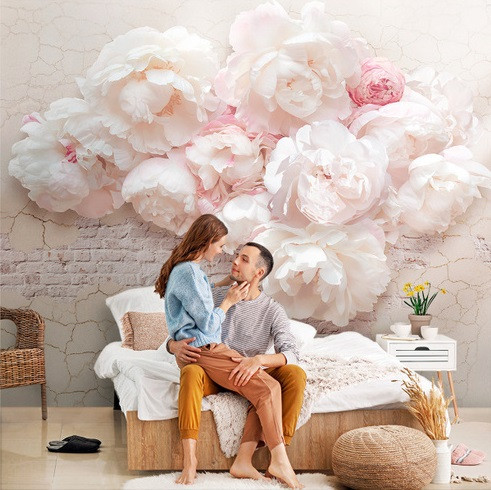 Fototapeta białe delikatne piwonie