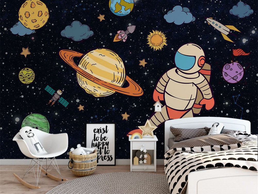 Fototapeta astronauta wśród planet