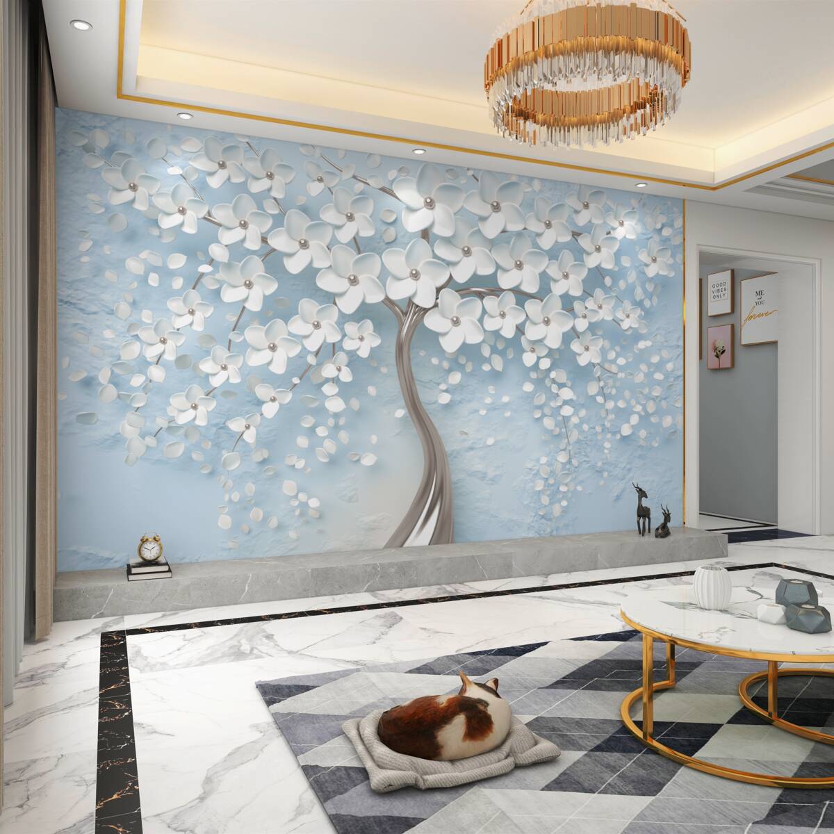 Fototapeta drzewo na niebieskim tle