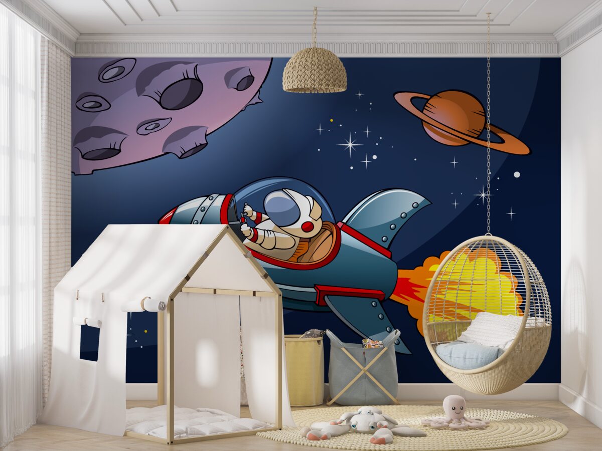 Fototapeta Astronauta leci w rakiecie