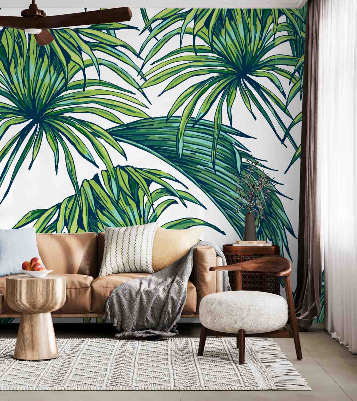 Fototapeta zielone palmy na białym tle