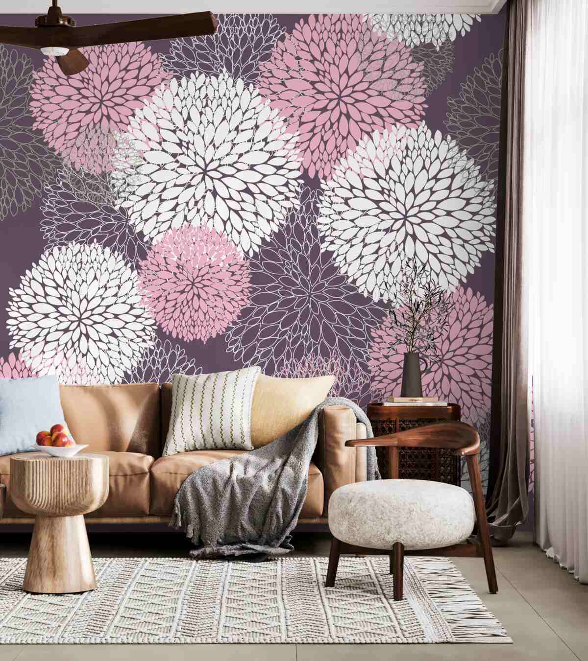 Fototapeta białe różowe i szare pąki mniszka lekarskiego