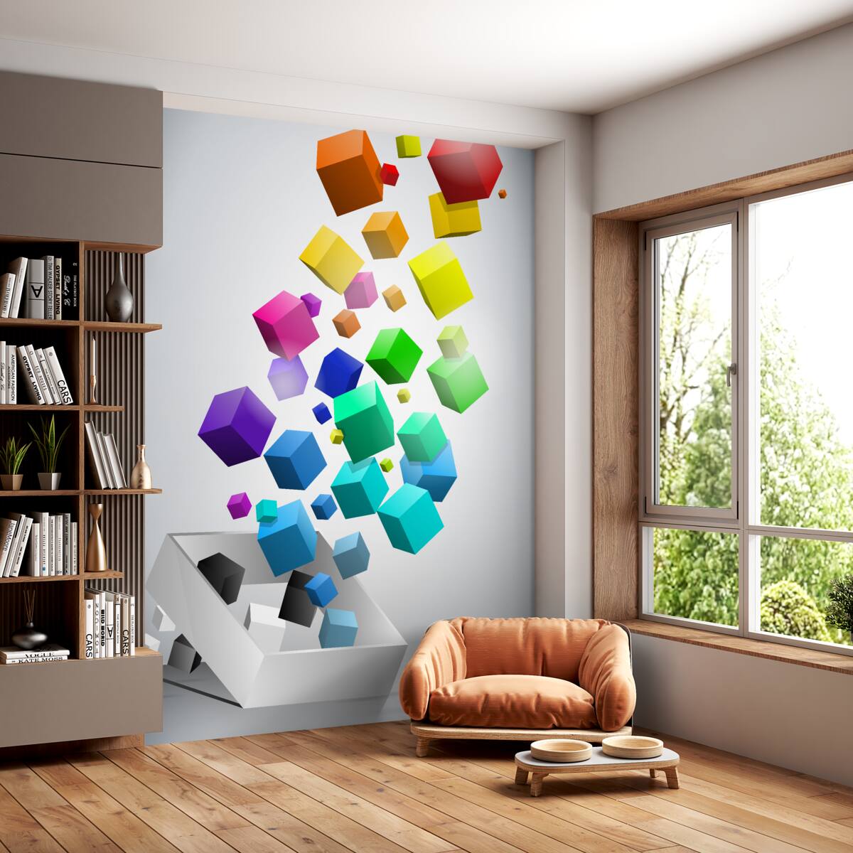 Fototapeta kolorowe latające kostki