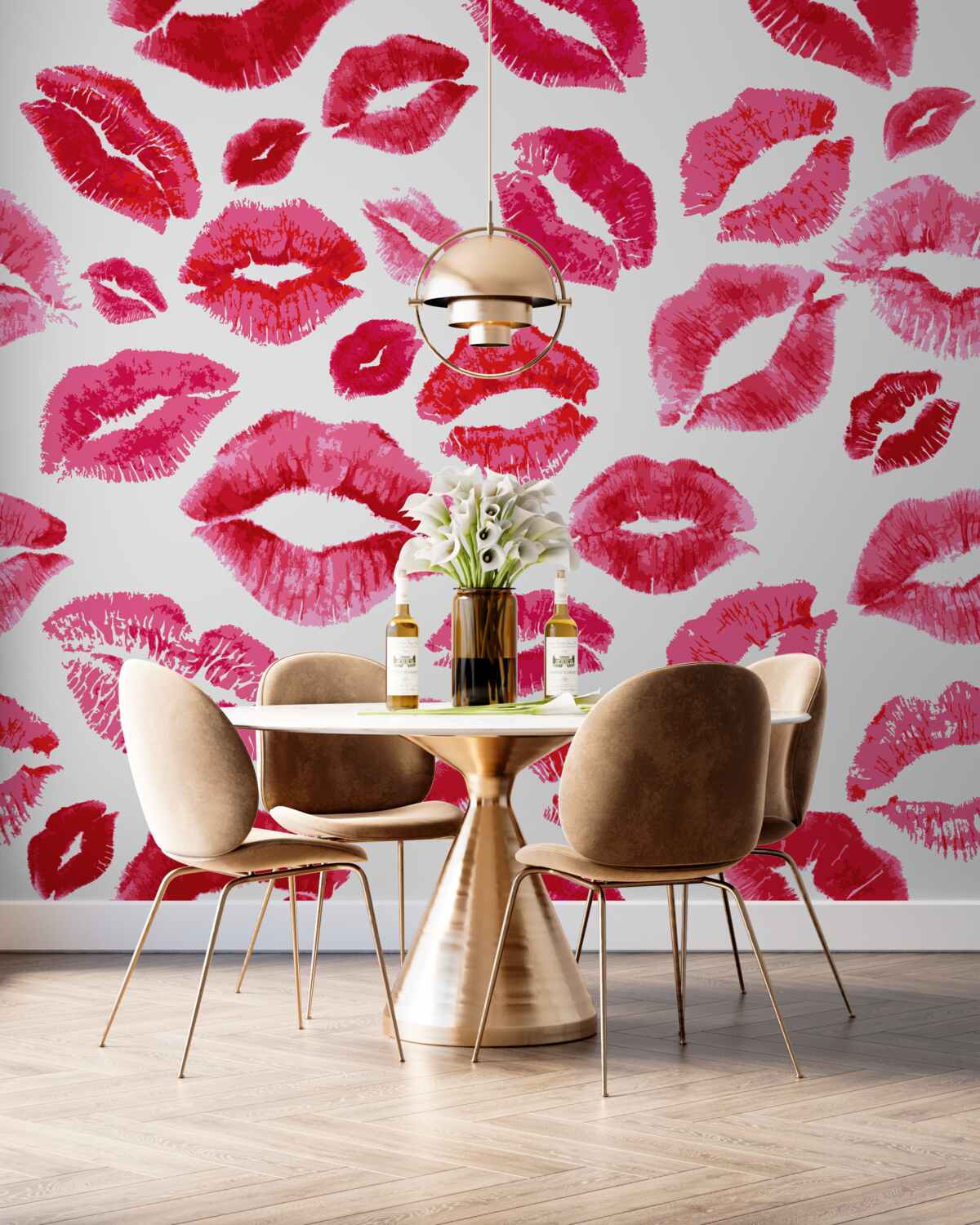 Fototapeta odciski czerwonej szminki