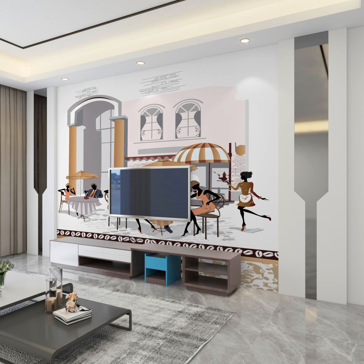 Fototapeta okładka kawiarni z ludźmi