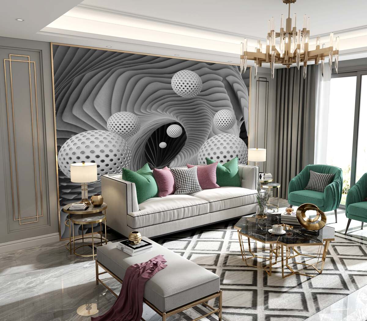 Fototapeta latające kule w 3d