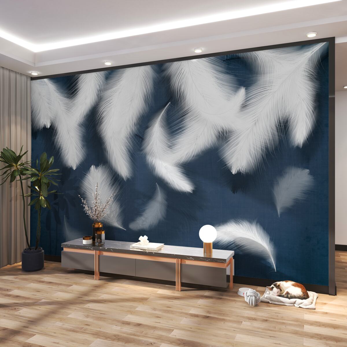 Fototapeta lekkie pływające pióra