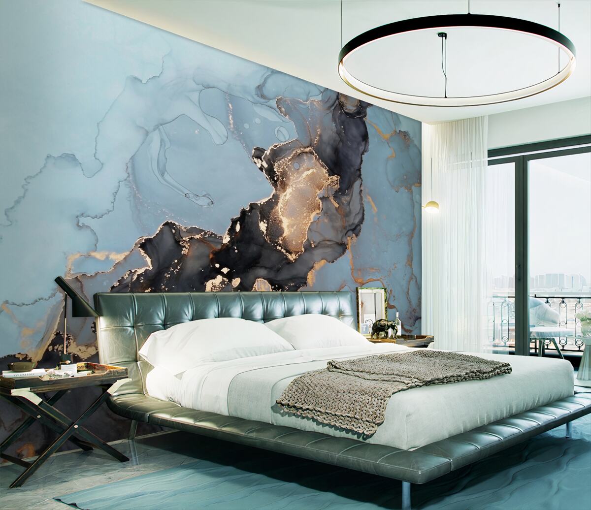 Fototapeta jasny wzór na niebieskim marmurze