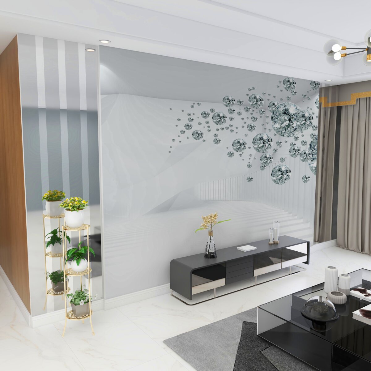 Fototapeta rozrzucone srebrne kamienie