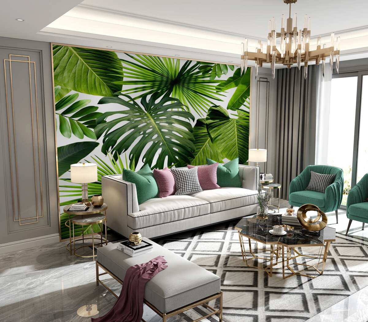 Fototapeta duże zielone liście tropików