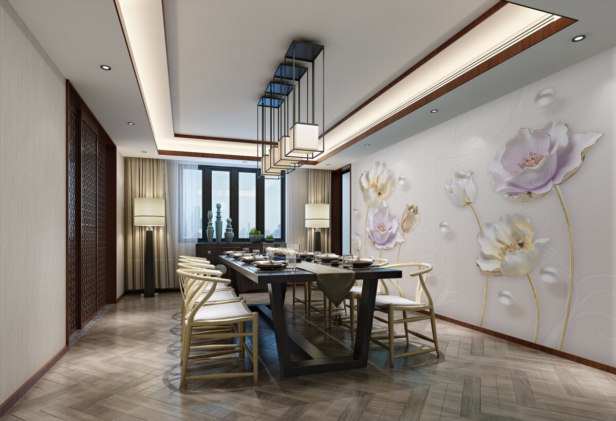 Fototapeta jasne kwiaty z dużymi kroplami deszczu