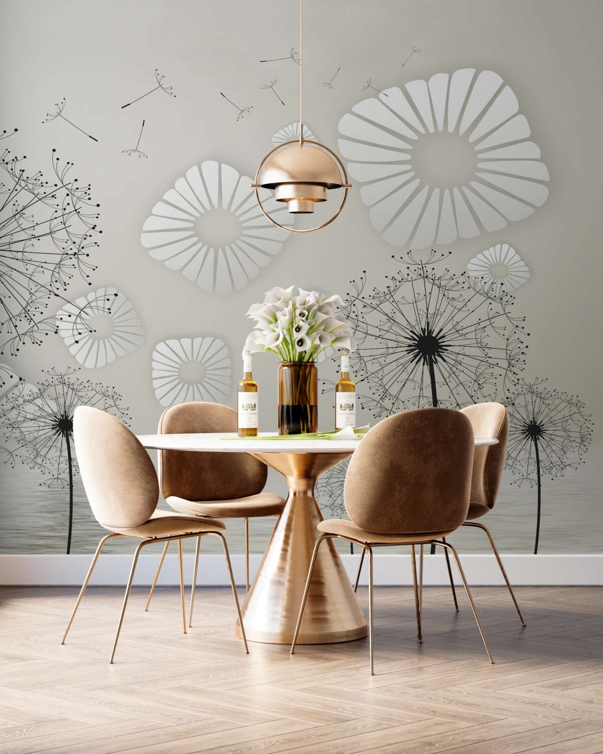 Fototapeta abstrakcyjne mlecze na tle wody