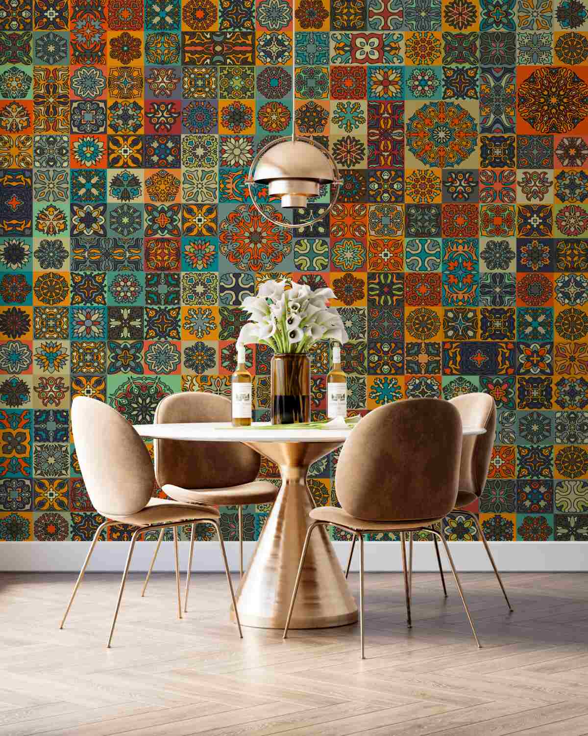 Fototapeta wzory etniczne w kwadratach