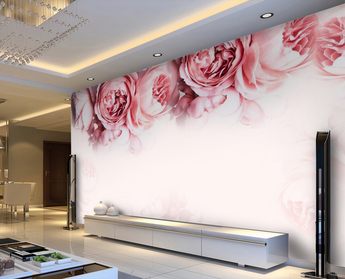 Fototapeta różowe i białe piwonie na jasnym tle