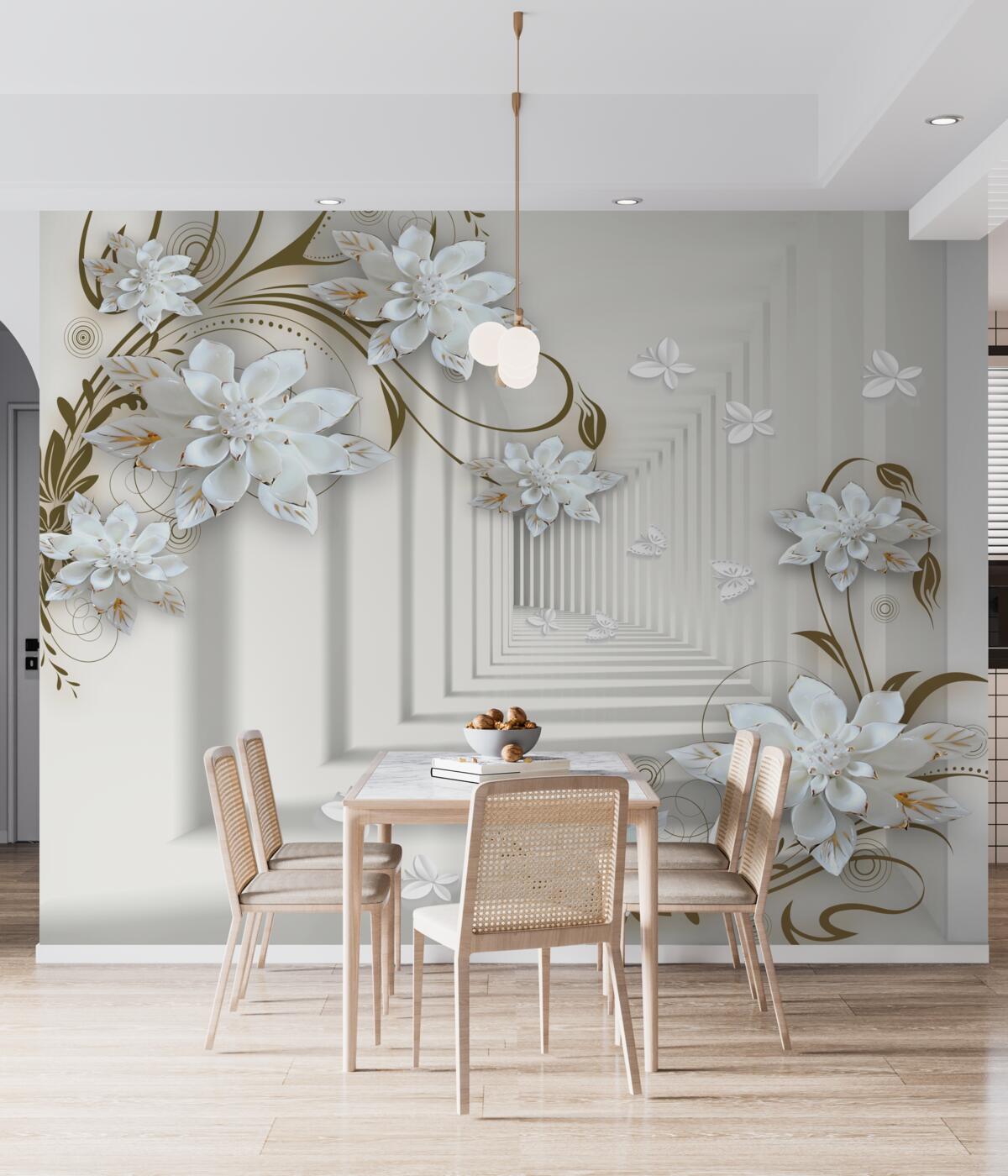 Fototapeta białe kwiaty lotosu i tunel wyjściowy