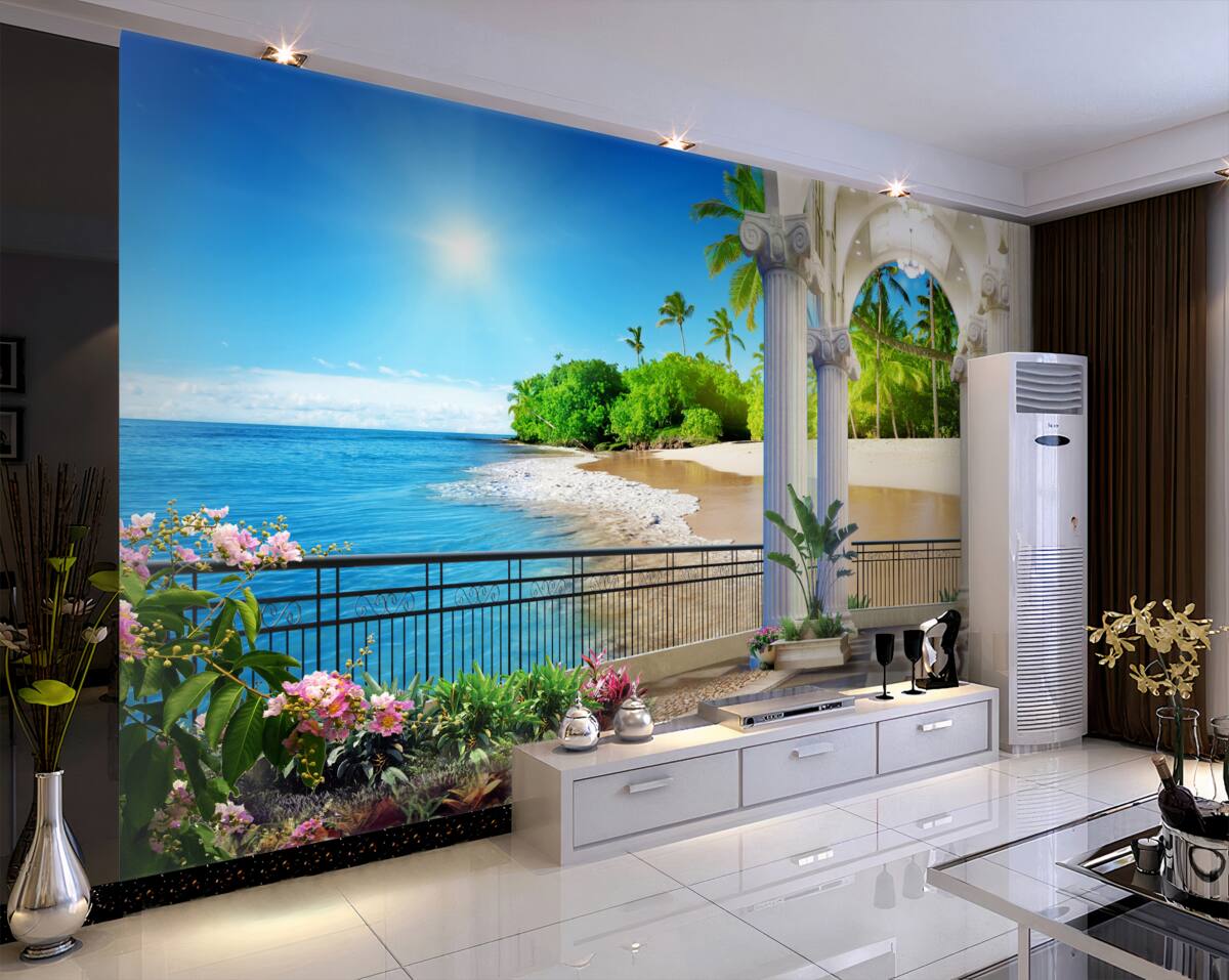 Fototapeta jasny słoneczny dzień na tropikalnym brzegu