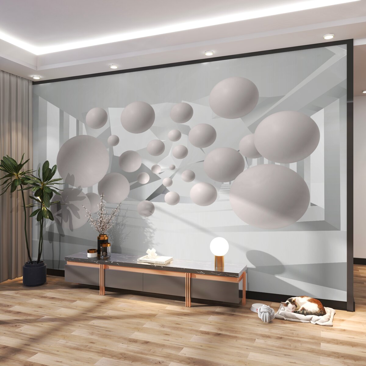 Fototapeta lekkie kremowe pływające kulki