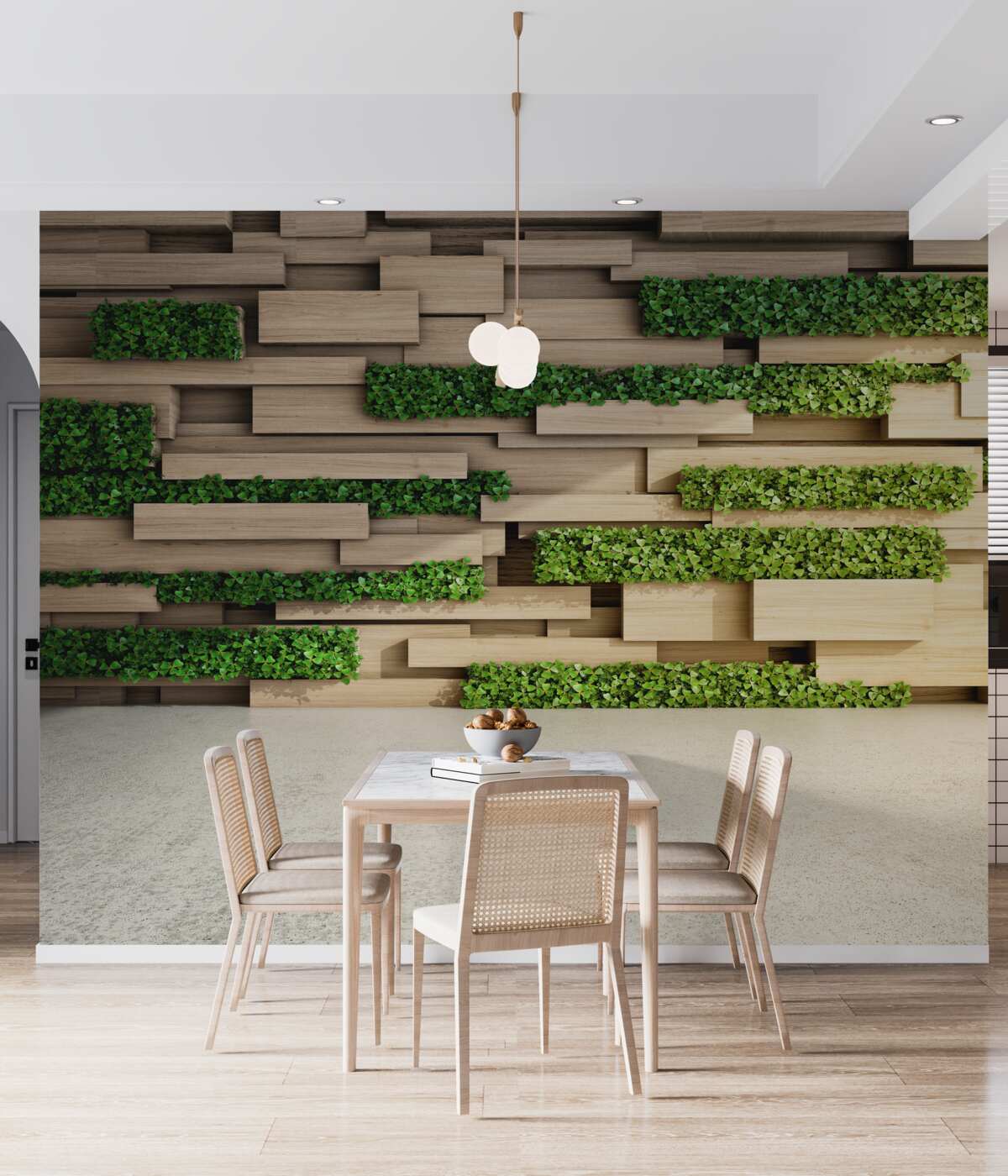 Fototapeta zielony mech i kamienna ściana