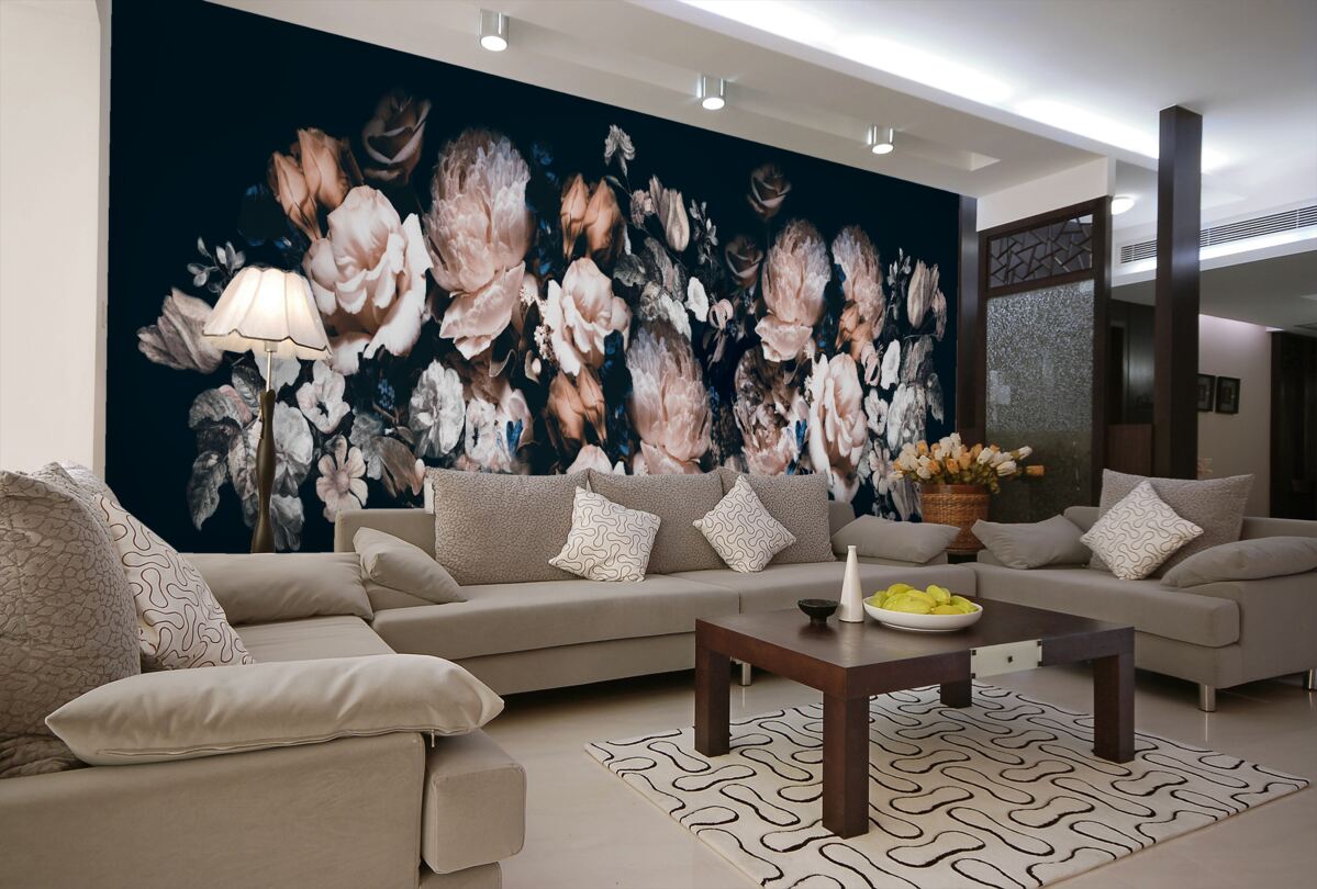 Fototapeta w kompozycji białe i różowe kwiaty