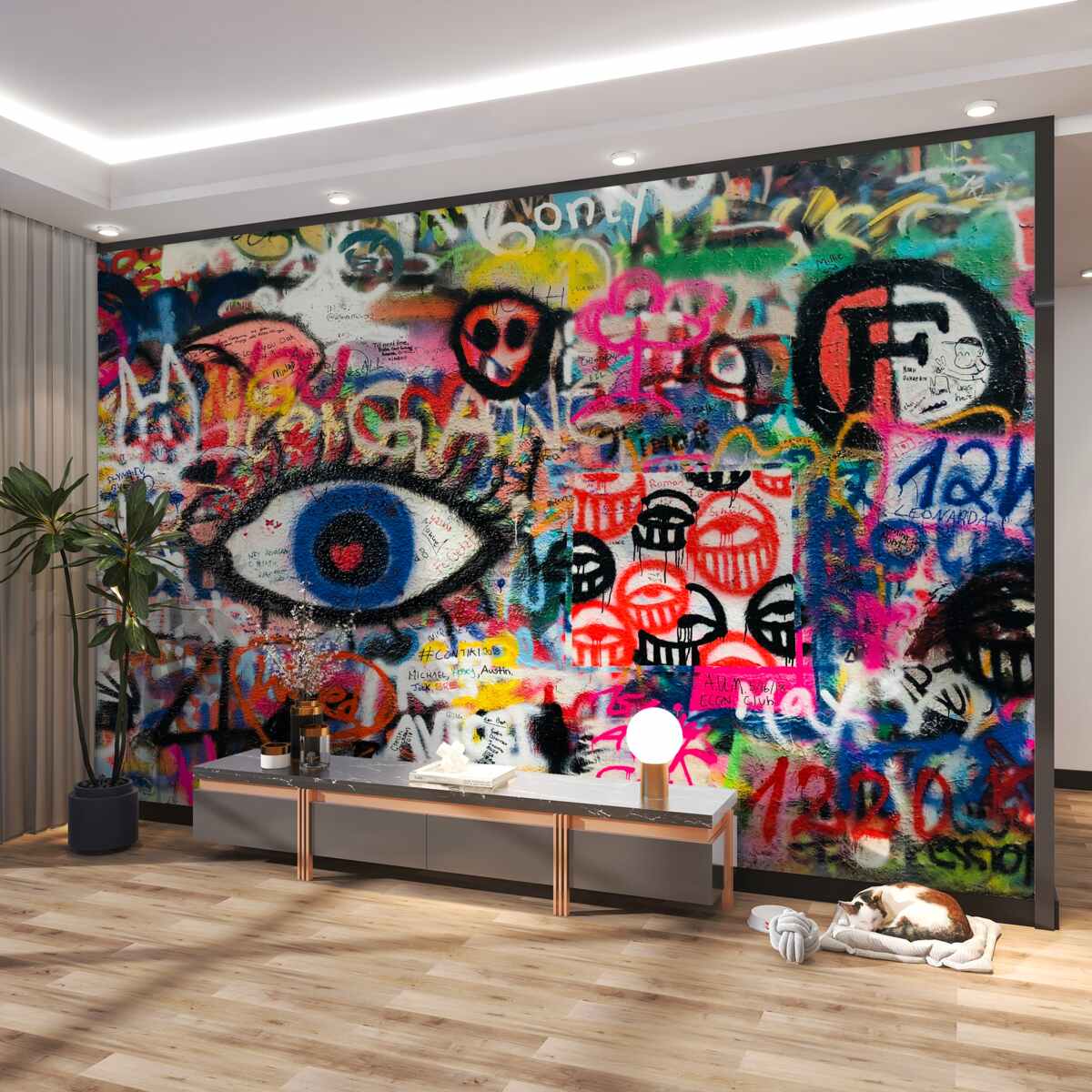 Fototapeta jasne postacie malowane graffiti