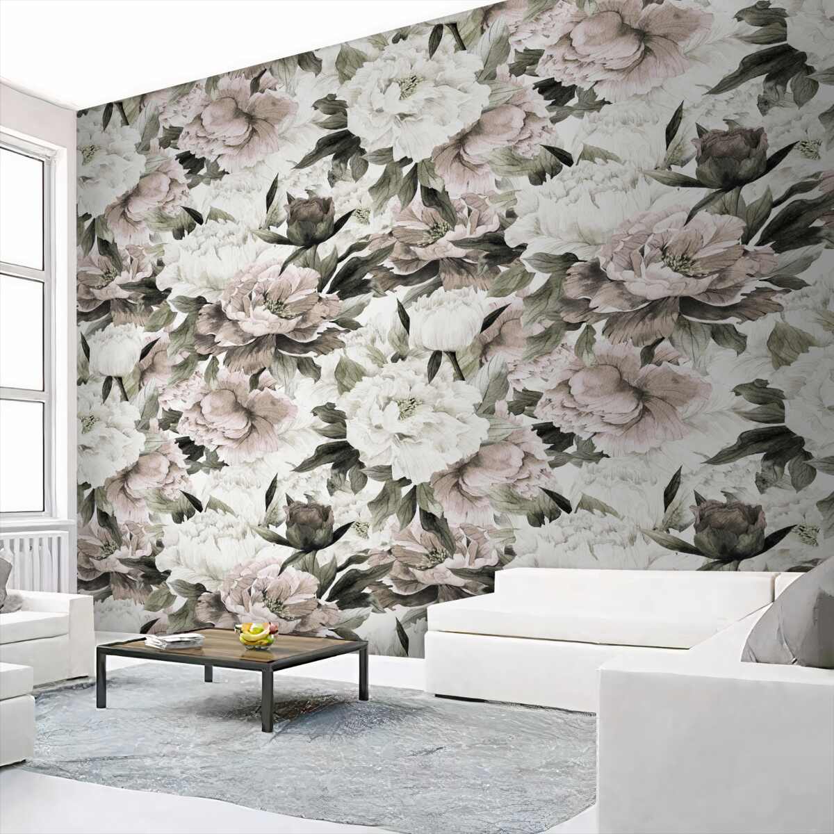 Fototapeta białe pąki z kolorem w kompozycji