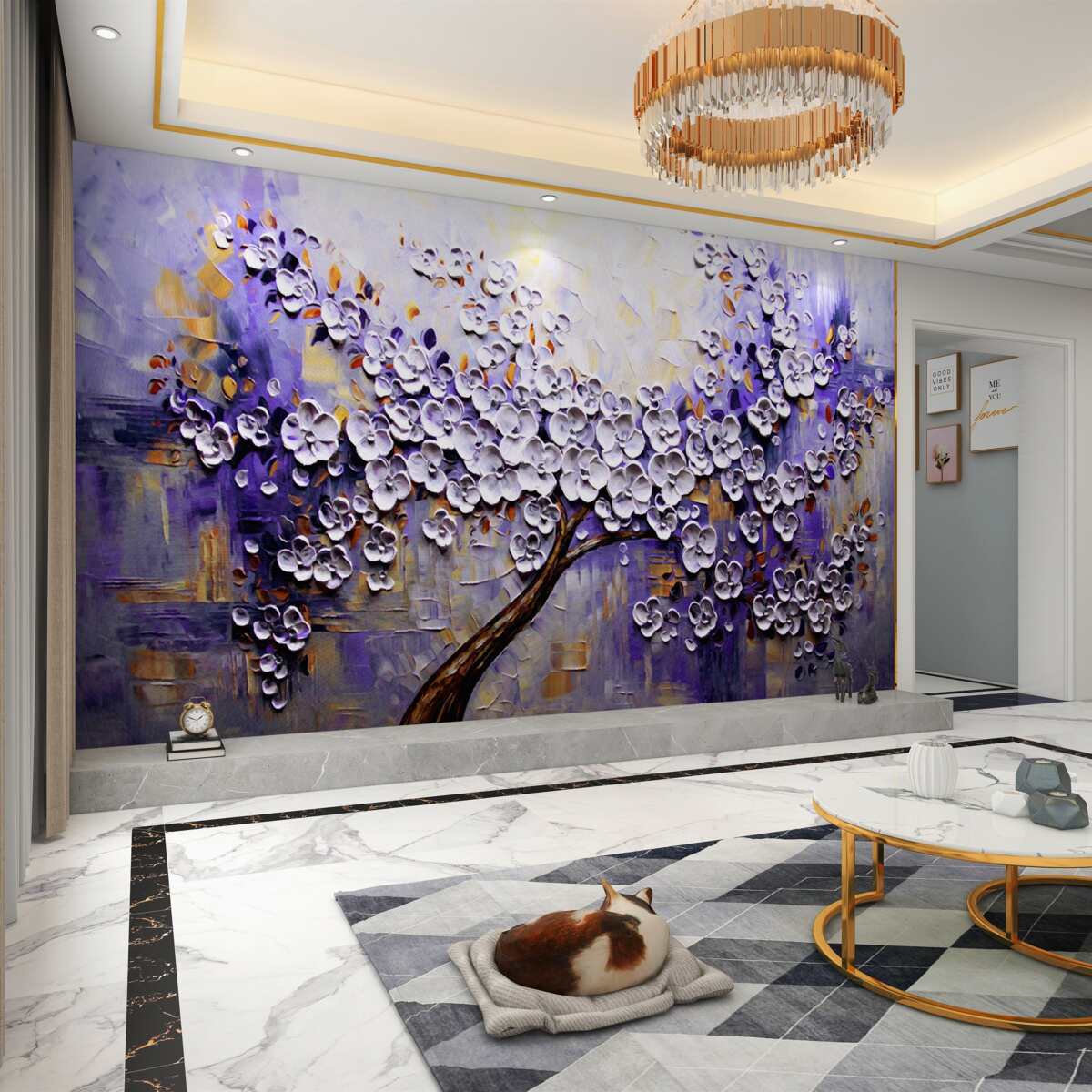 Fototapeta jasne światło otwierające kwiaty na drzewie