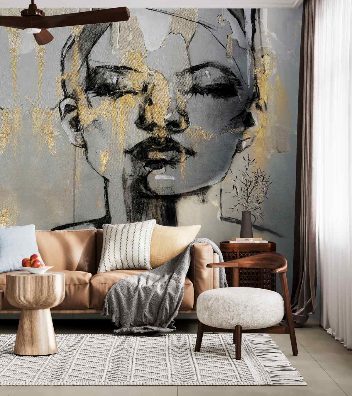 Fototapeta dziewczyna z abstrakcją czarnej farby