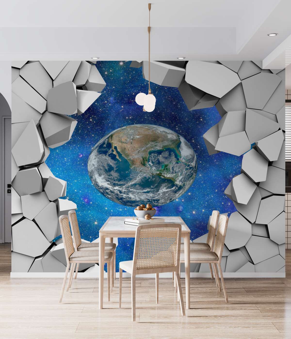 Fototapeta kamienny mur i planeta Ziemia