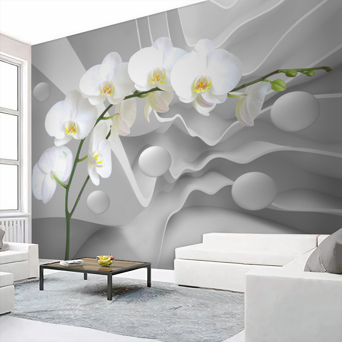 Fototapeta gałąź luksusowej abstrakcji białej orchidei