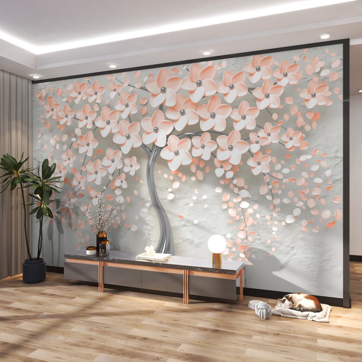 Fototapeta jasnokremowe drzewo kwitnące