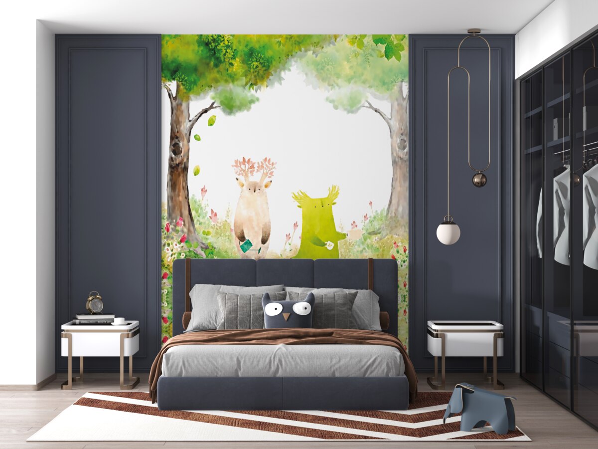 Fototapeta Bajkowe zwierzęta w akwarelowym lesie