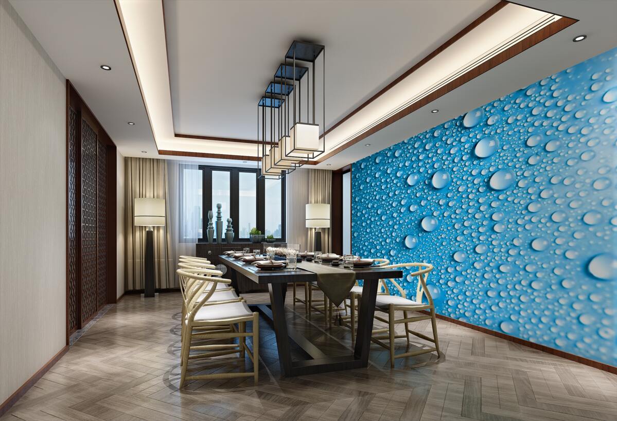 Fototapeta duże krople na niebieskim tle