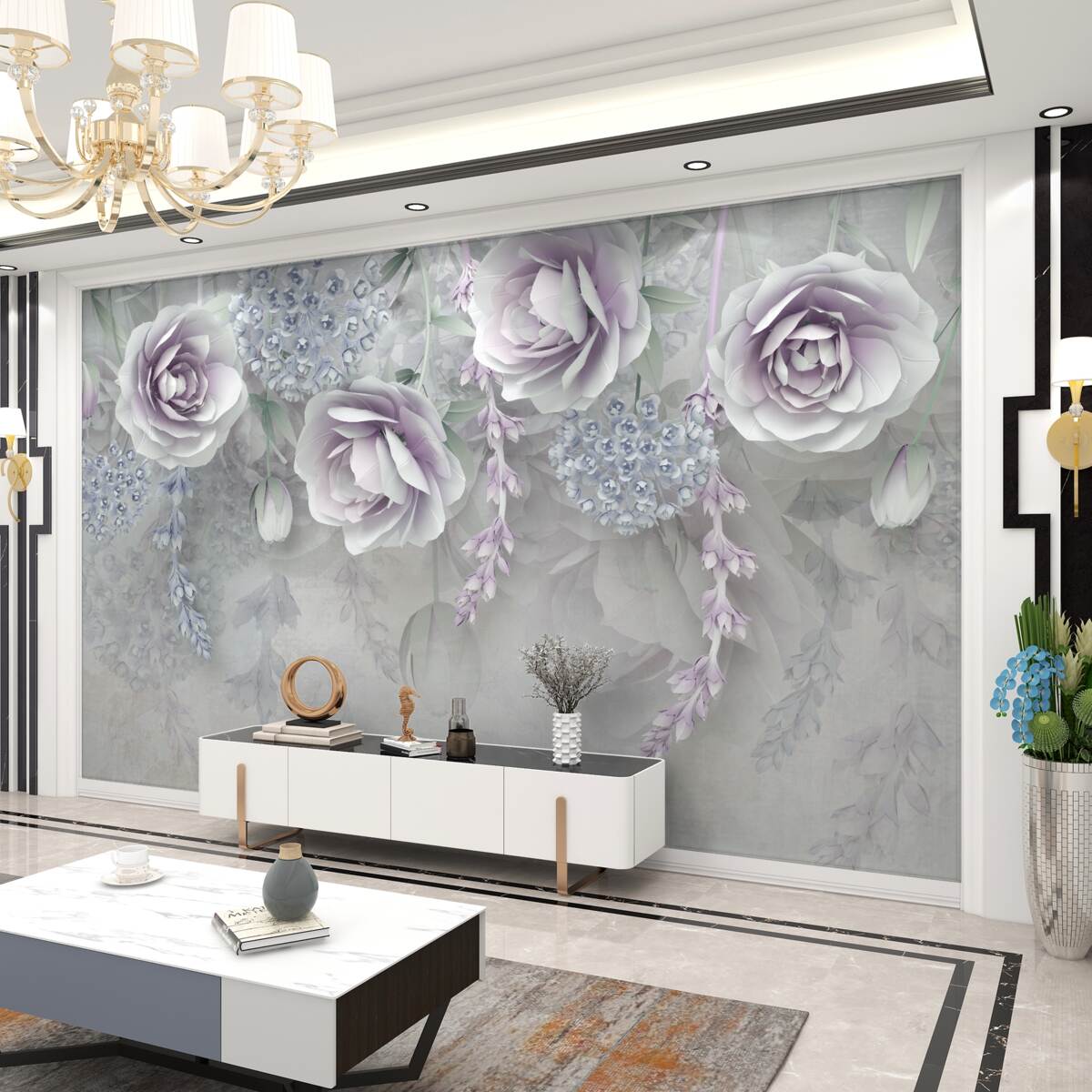 Fototapeta otwarte pąki róż na szarym tle