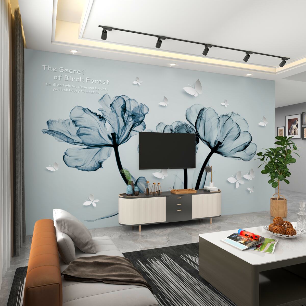 Fototapeta delikatne maki i białe motyle