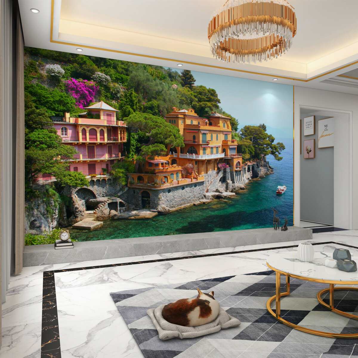 Fototapeta budynki mieszkalne w pobliżu wody w tropikach