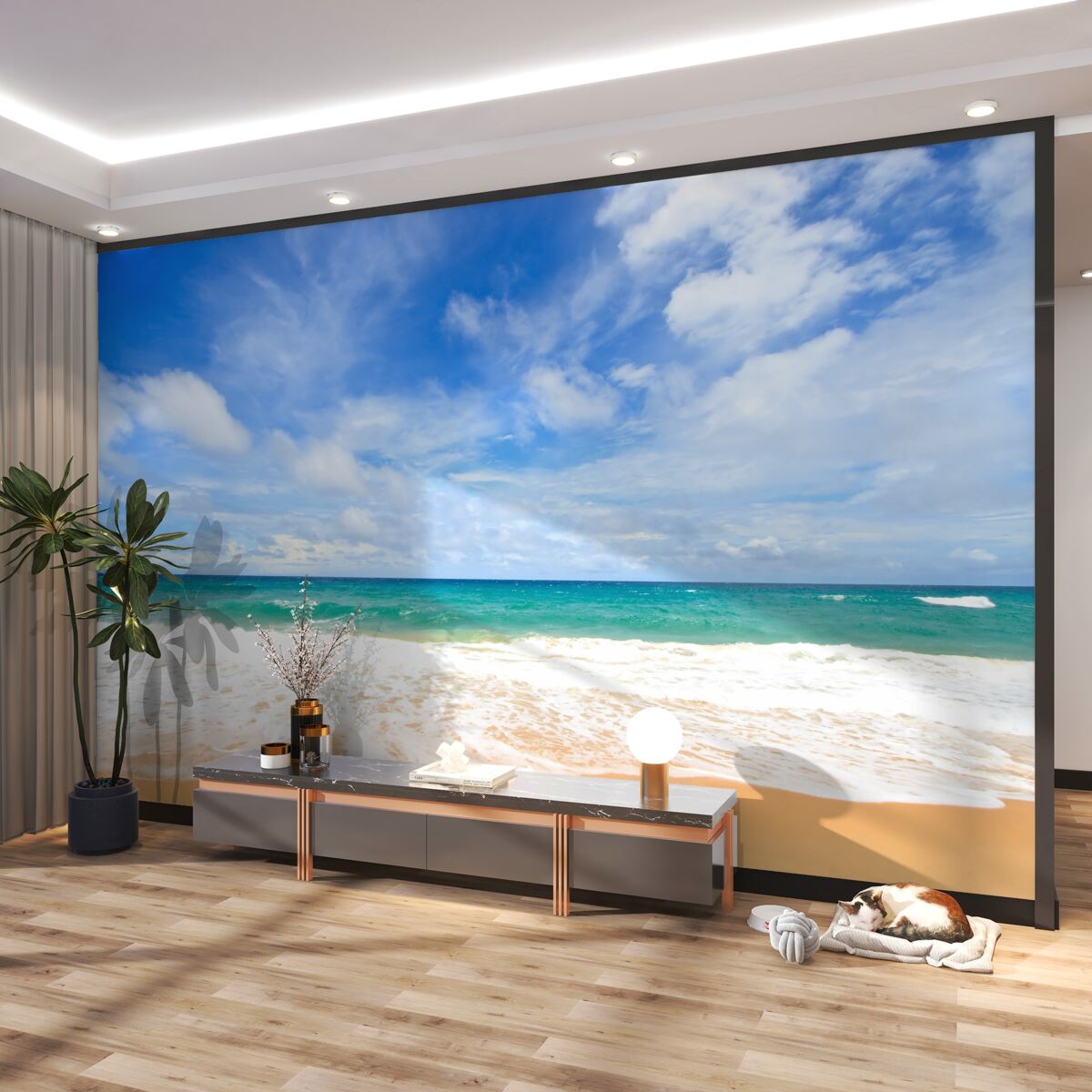 Fototapeta niekończące się błękitne wody oceanu i plaża