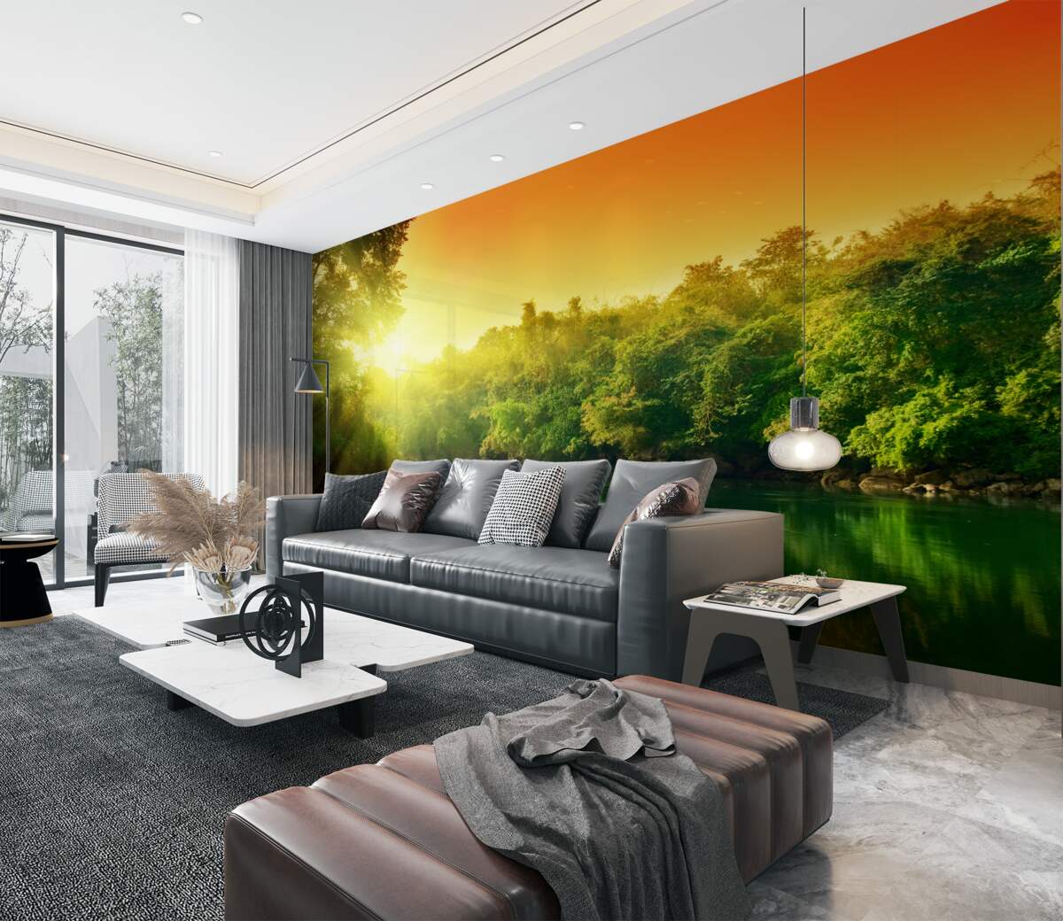 Fototapeta jasny wschód słońca spokojnej wody