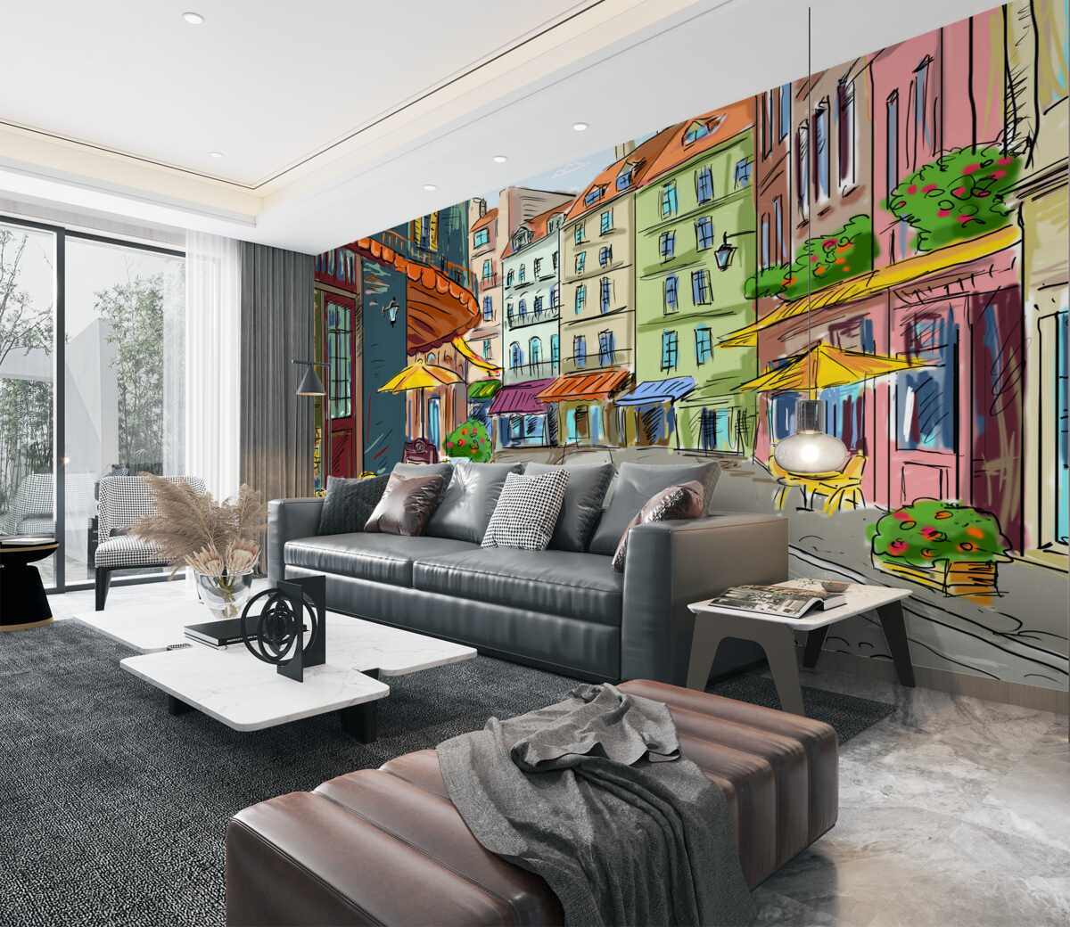 Fototapeta cicha ulica wygodna w kolorach