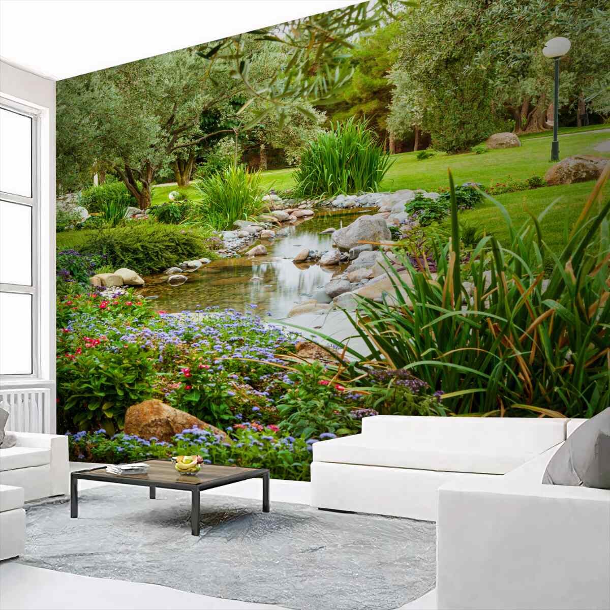 Fototapeta cichy strumień na zielonej łące