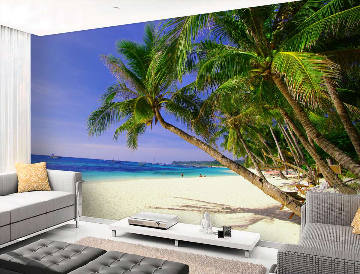 Fototapeta piasek palmowy i Pacyfik